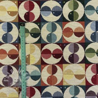 Dekorační látka GOBELIN PREMIUM Graphic square circle