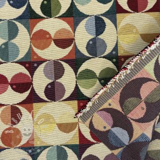 Dekorační látka GOBELIN PREMIUM Graphic square circle