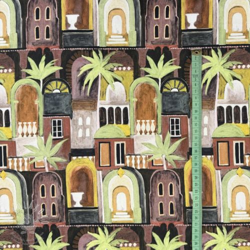 Dekorační látka Tropical cottages brique digital print