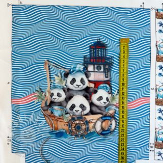 Dekorační látka KIDS BACKPACK Sailor Panda PANEL