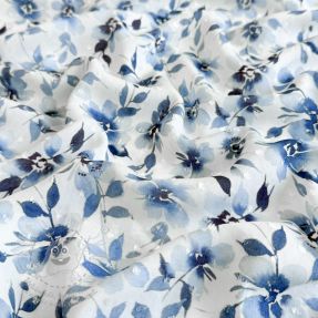 Viskóza DOBBY Flowers blue digital print