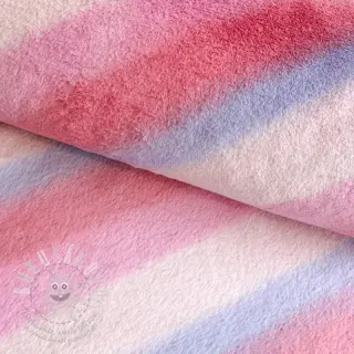 Umělá kožešina Rainbow diagonal stripe