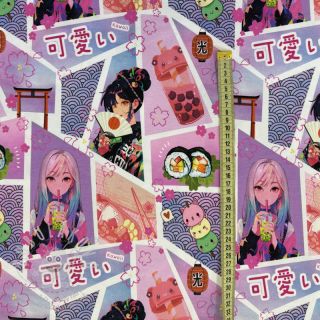 Úplet Manga STICKER purple digital print