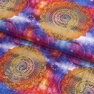 Úplet VISCOSE LYCRA HEAVY Mandala ochre digital print