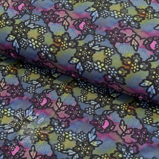 Úplet VISCOSE LYCRA HEAVY Lace dark digital print