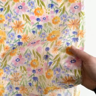 Bavlněná látka VOILE Flower meadow peach digital print