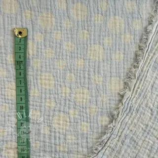Dvojitá gázovina/mušelín JACQUARD Dots light blue