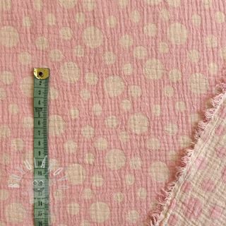 Dvojitá gázovina/mušelín JACQUARD Dots pink