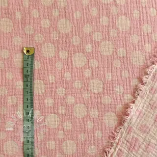 Dvojitá gázovina/mušelín JACQUARD Dots pink
