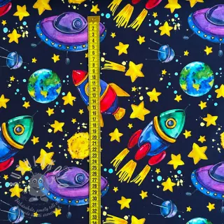 Teplákovina Planets and rockets design B digital print