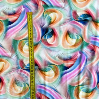Úplet VISCOSE LYCRA HEAVY Abstract circles design A digital print