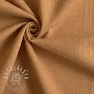 Bavlněná látka se lnem cognac