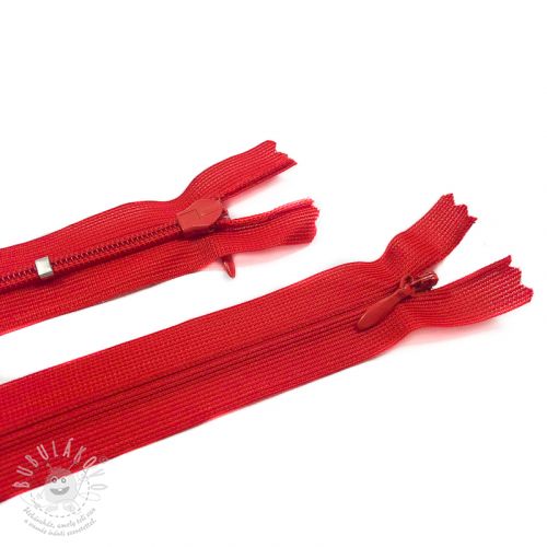 Zips krytý nedeliteľný 25 cm red