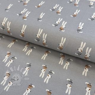 Úplet Bunny buddies grey digital print