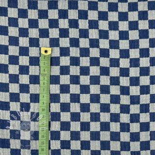 Dvojitá gázovina/mušelín DOUBLE SIDED Full check blue