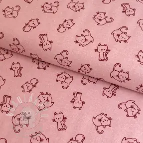 Bavlněná látka FLANNEL Cats old rose