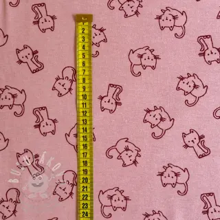 Bavlněná látka FLANNEL Cats old rose