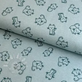 Bavlněná látka FLANNEL Cats mint
