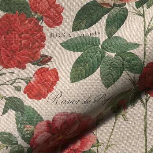 Dekorační látka Linenlook premium Vintage Rose Garden digital print