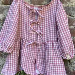 Dvojitá gázovina/mušelín Double sided CHECKS MINI mauve