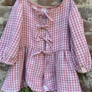 Dvojitá gázovina/mušelín Double sided CHECKS MINI mauve