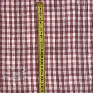 Dvojitá gázovina/mušelín Double sided CHECKS MINI rosewood