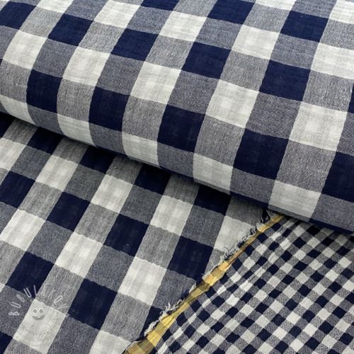 Levně Dvojitá gázovina/mušelín Double sided CHECKS MINI navy