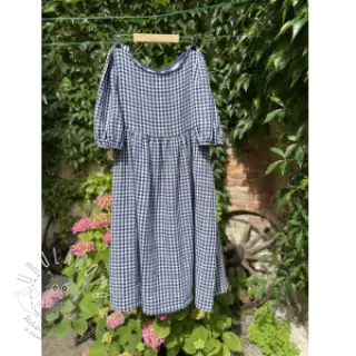 Dvojitá gázovina/mušelín Double sided CHECKS MINI navy