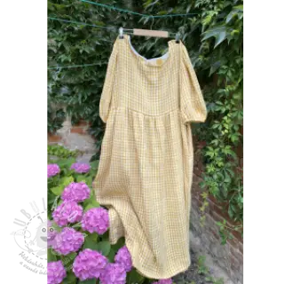 Dvojitá gázovina/mušelín Double sided CHECKS MINI ochre