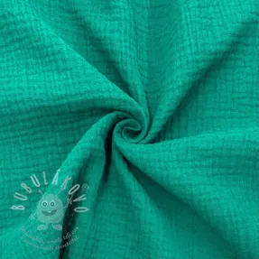 Dvojitá gázovina/mušelín dark teal ORGANIC