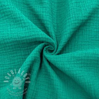 Dvojitá gázovina/mušelín dark teal ORGANIC