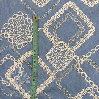 Bavlněná látka JEANS EMBROIDERY Square light blue