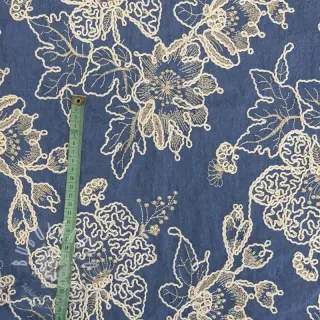 Bavlněná látka JEANS EMBROIDERY Bouquet blue