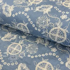 Bavlněná látka JEANS Embroidery Buttercup
