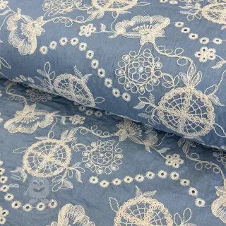 Bavlněná látka JEANS Embroidery Buttercup