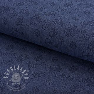 JEANS 9,5 OZ Embossed Flowers dark blue