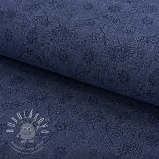JEANS 9,5 OZ Embossed Flowers dark blue