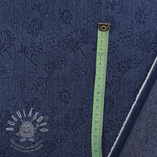JEANS 9,5 OZ Embossed Flowers dark blue