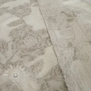 Bavlněná látka se lnem JACQUARD Peony flowers