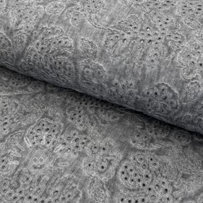 Bavlněná látka VOILE EMBROIDERY Vintage dark grey