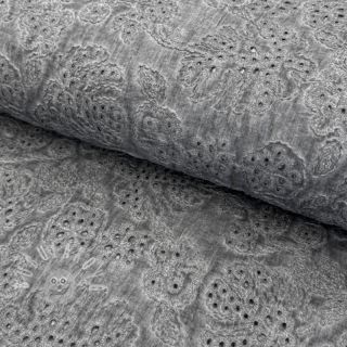 Bavlněná látka VOILE EMBROIDERY Vintage dark grey