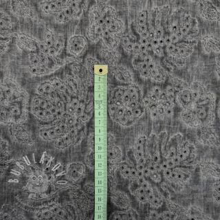 Bavlněná látka VOILE EMBROIDERY Vintage dark grey