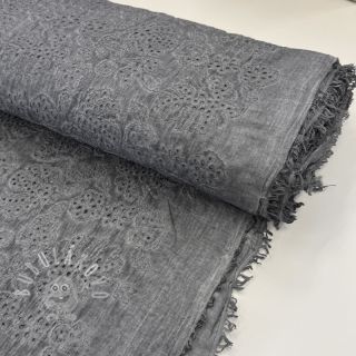 Bavlněná látka VOILE EMBROIDERY Vintage dark grey