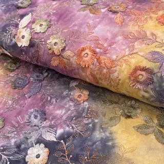 Bavlněná látka TIE DYE EMBROIDERY Poppy design E