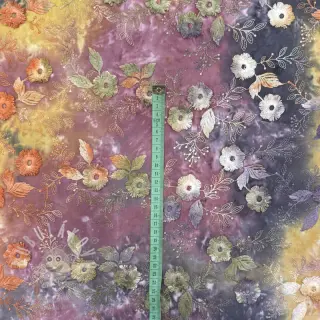 Bavlněná látka TIE DYE EMBROIDERY Poppy design E