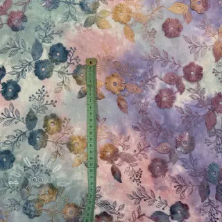 Bavlněná látka TIE DYE EMBROIDERY Poppy design C