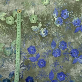Bavlněná látka TIE DYE EMBROIDERY Poppy design B