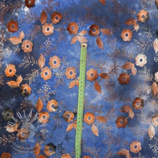 Bavlněná látka TIE DYE EMBROIDERY Poppy design D