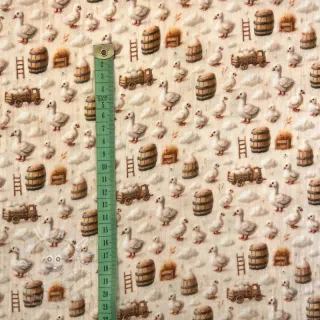 Dvojitá gázovina/mušelín Little farm animals design C digital print