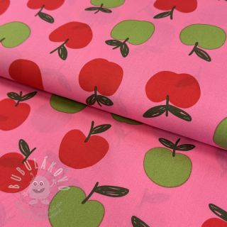 Bavlněná látka Fruit apple pink digital print